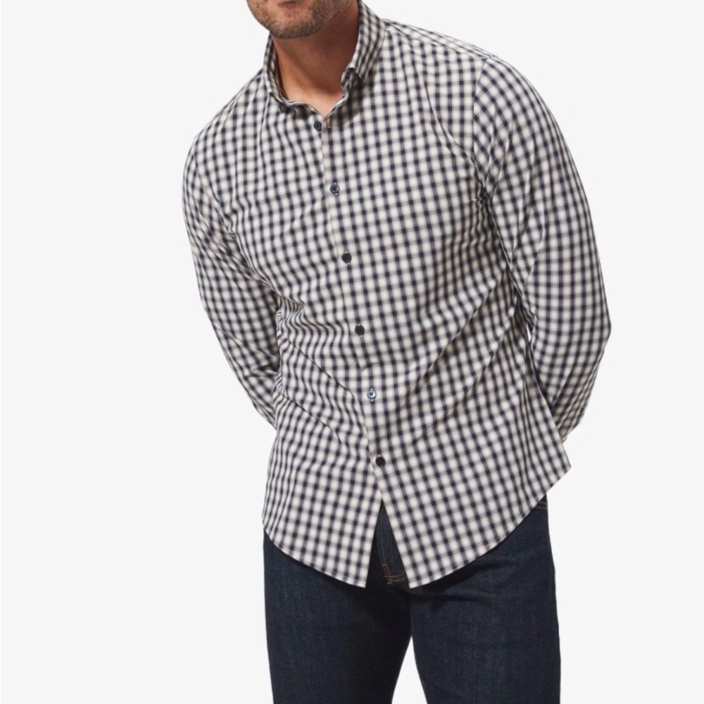 Mizzen+Main Men's Gingham Shirt - Black and White XXL